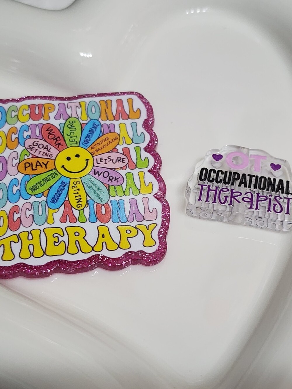 OT Occupational Therapist Flatback Focal Bead Badge Keychain Magnet Bag Clip